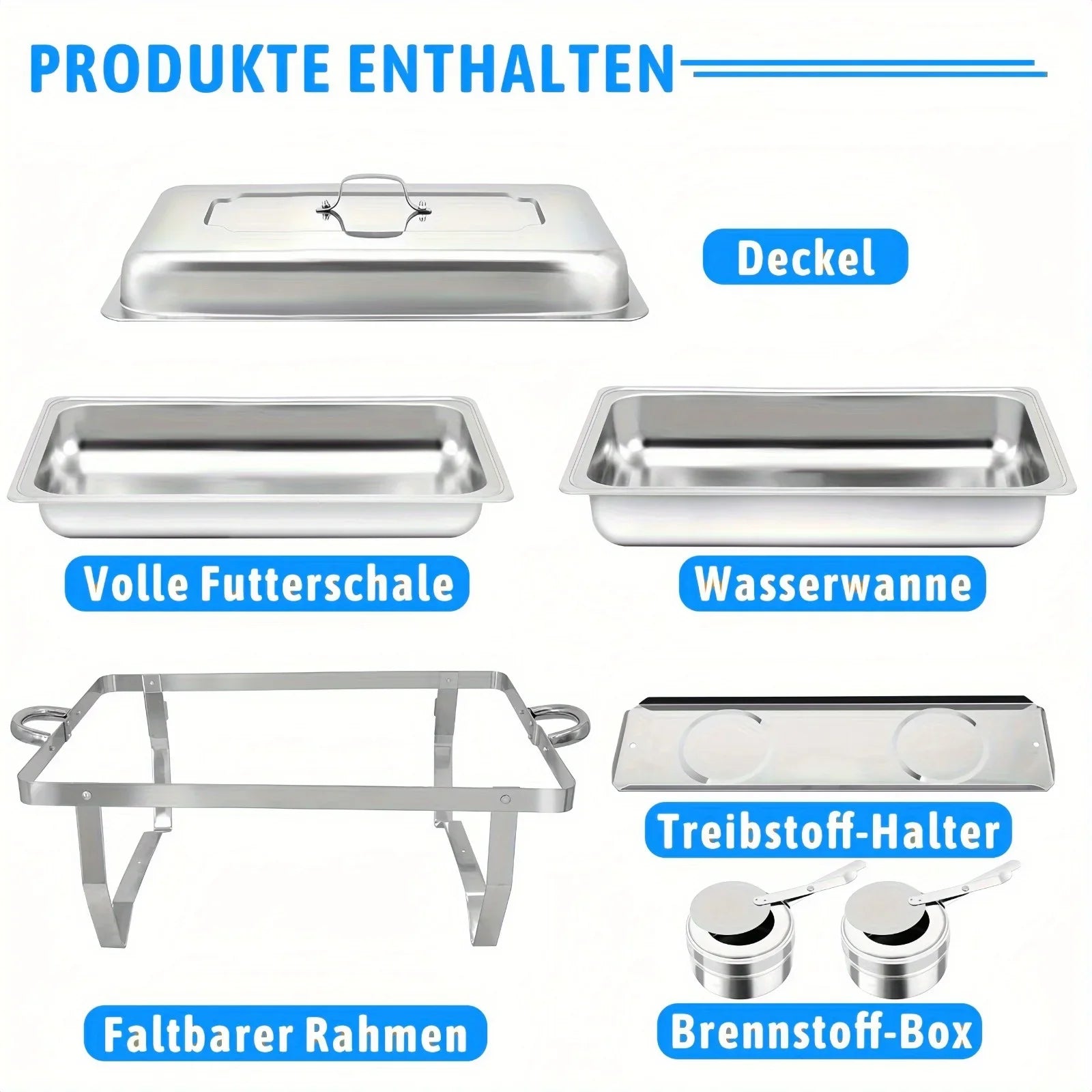 4 Pack 8QT Chafing Dish Buffet Set Stainless Steel Food Warmer Chafer Complete  Chafing Fuel Holder for Party Catering,