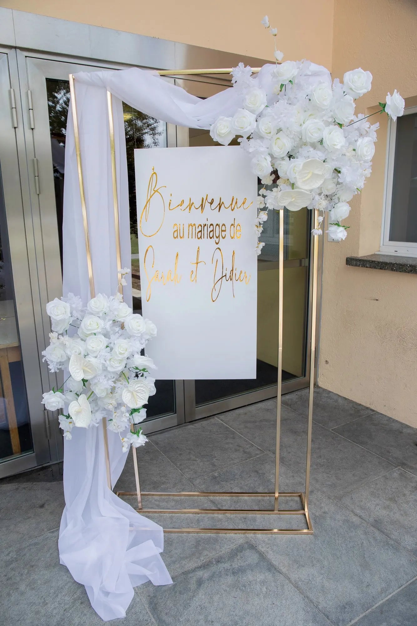 Wedding Arch Square Backdrop balloon Stand Background Shiny Metal Gold Plating Outdoor Artificial Flower Door Shelf Frame