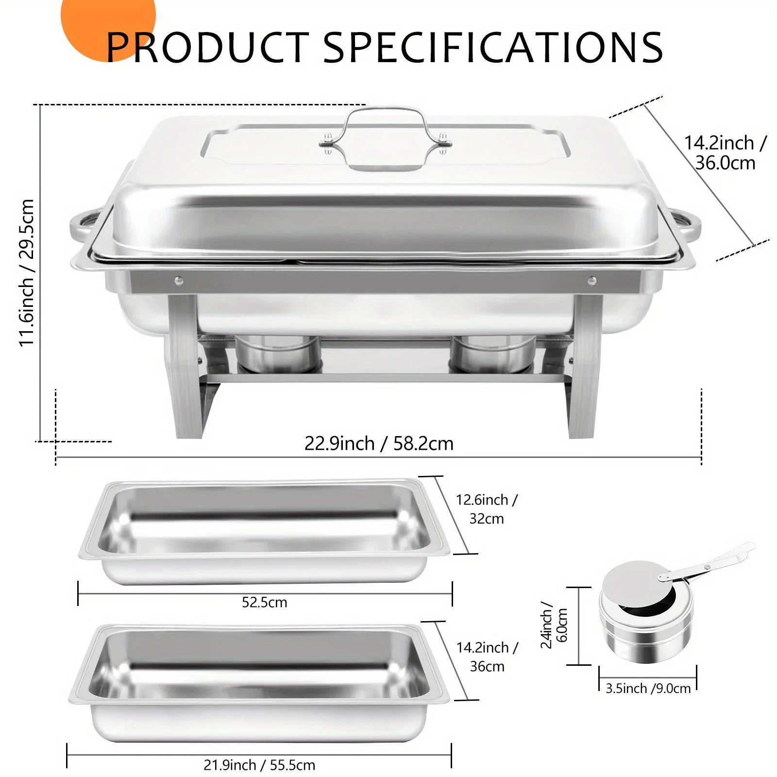 6pcs 9QT Golden Stainless Steel Chafing Dishes for Buffet,Buffet Warmers Sets for Parties Weddings Catering Buffet