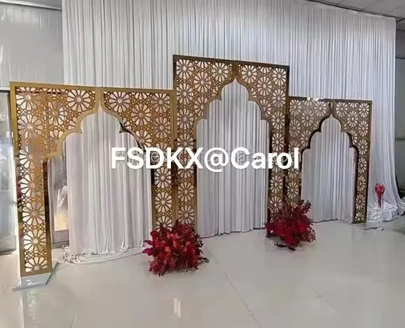 Metal Wedding Arch Frame Rectangle gold Wedding Props Stage Background Wreath Backdrop Round square Arch wedding decoration