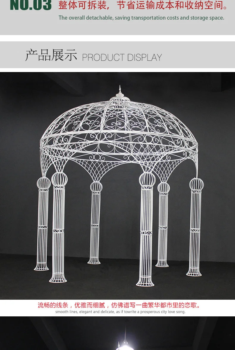 Wedding Arch European-style Wrought Iron ,Six-column Wedding Decoration ,Outdoor Landscape Flower Pavilion