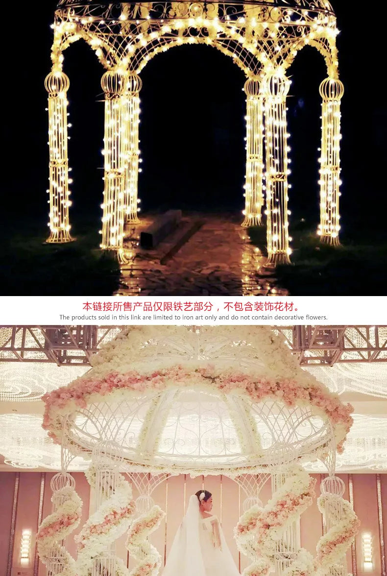 Wedding Arch European-style Wrought Iron ,Six-column Wedding Decoration ,Outdoor Landscape Flower Pavilion