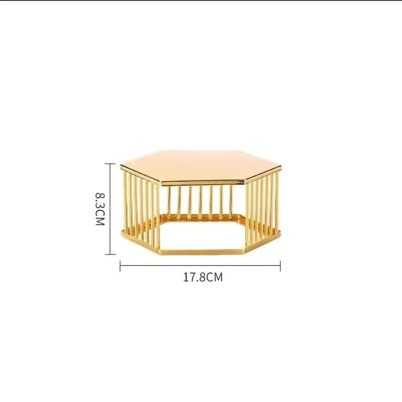 Golden Cylinder Metal Buffet Fruit Cold Dish Stand Dessert Display Shelf Dim Sum Frame Cake Rack Wedding Birthday Party Decor