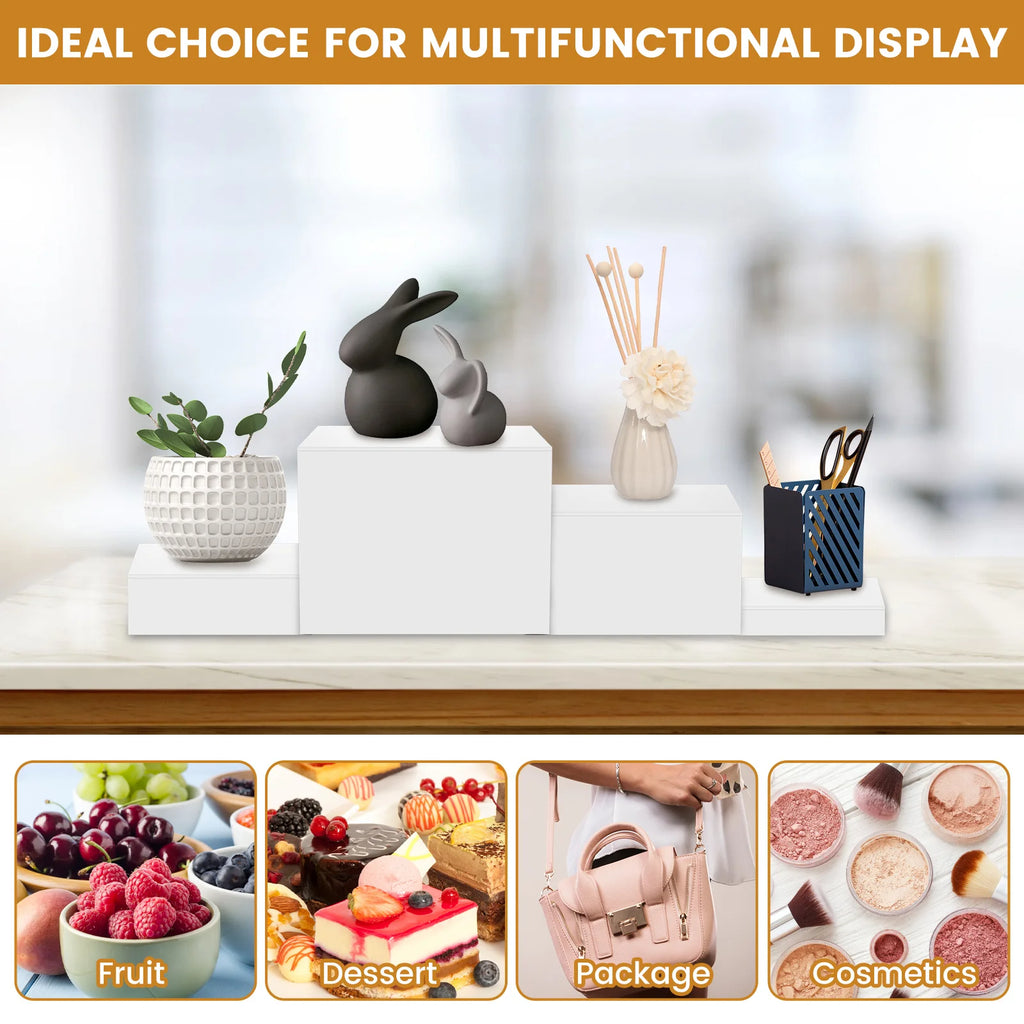 6pcs Acrylic Buffet Riser Food Display Stands Stackable Table Dessert Cake Party Buffet Display Decorating Box 6 Different Sizes