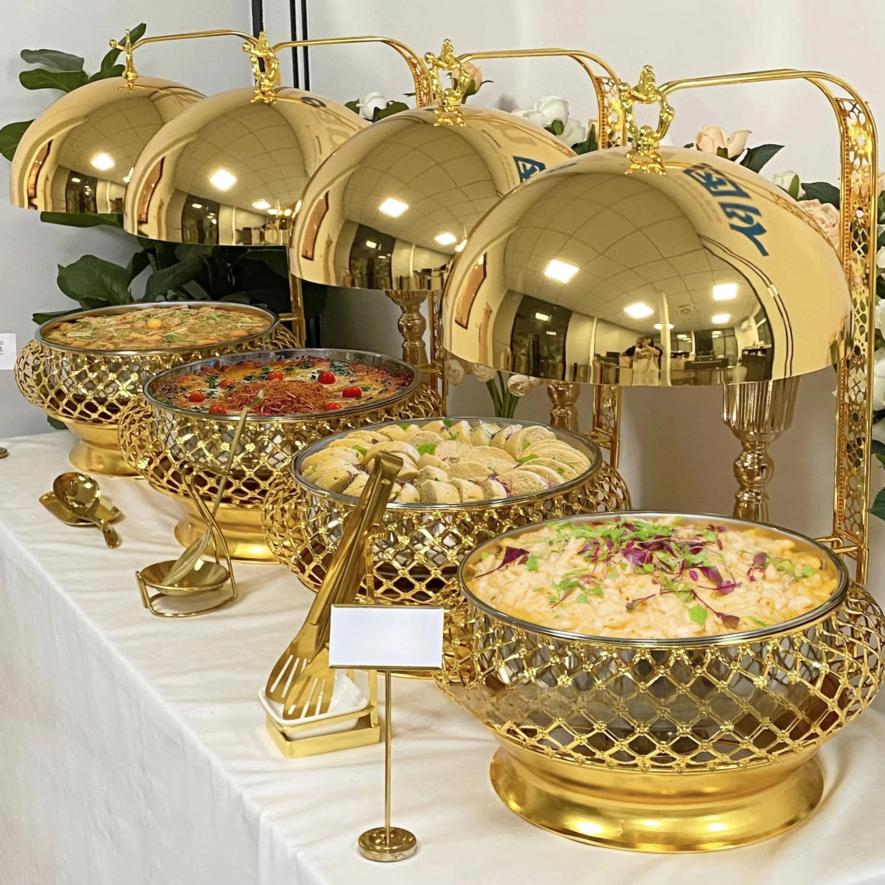 Wedding party luxury supply hot pot buffet warmer catering stainless steel hanging hot pot factory