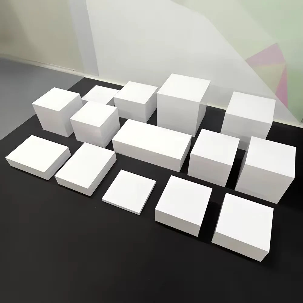 White Buffet Acrylic table Riser Cube Display Nesting Risers Lucite Square Food Pedestal Box Display