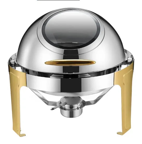 Restaurant Supplies Chafing Dish Food Warmer 9.0L Silver and Gold Stainless Steel Catering Buffet Rectangular Chafing Dish