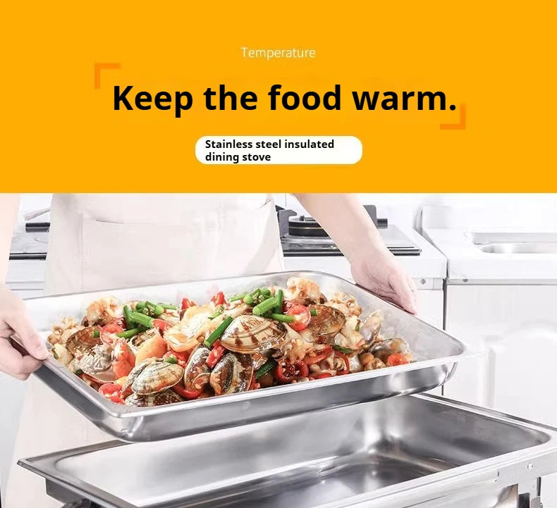 Portable Buffet Chafing Dish, Food Grade SS 1/2/3 Compartment, Alcohol Burner for Outdoor Party,Commercial for Hotel Restaurant