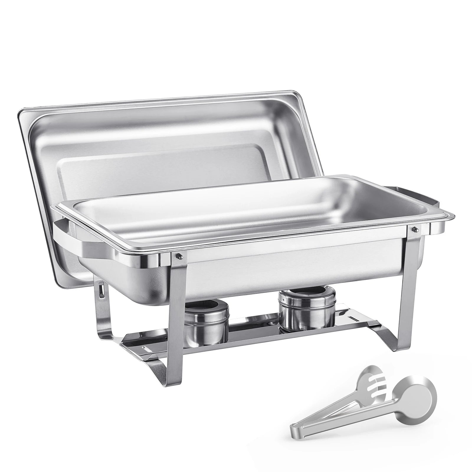 SucceBuy 8 Qt 4 Pack Chafing Dish Buffet Set Stainless Steel Chafer with 2 Full Size and 4 Half Size Pans Catering Warmer Server