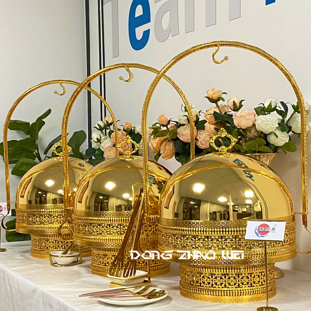 1 pcs Other Hotel Luxury Gold Chafing Dish Buffet Set 8L Hanging Serving Dishes Food Warmer Chaffing Dishes for Catering