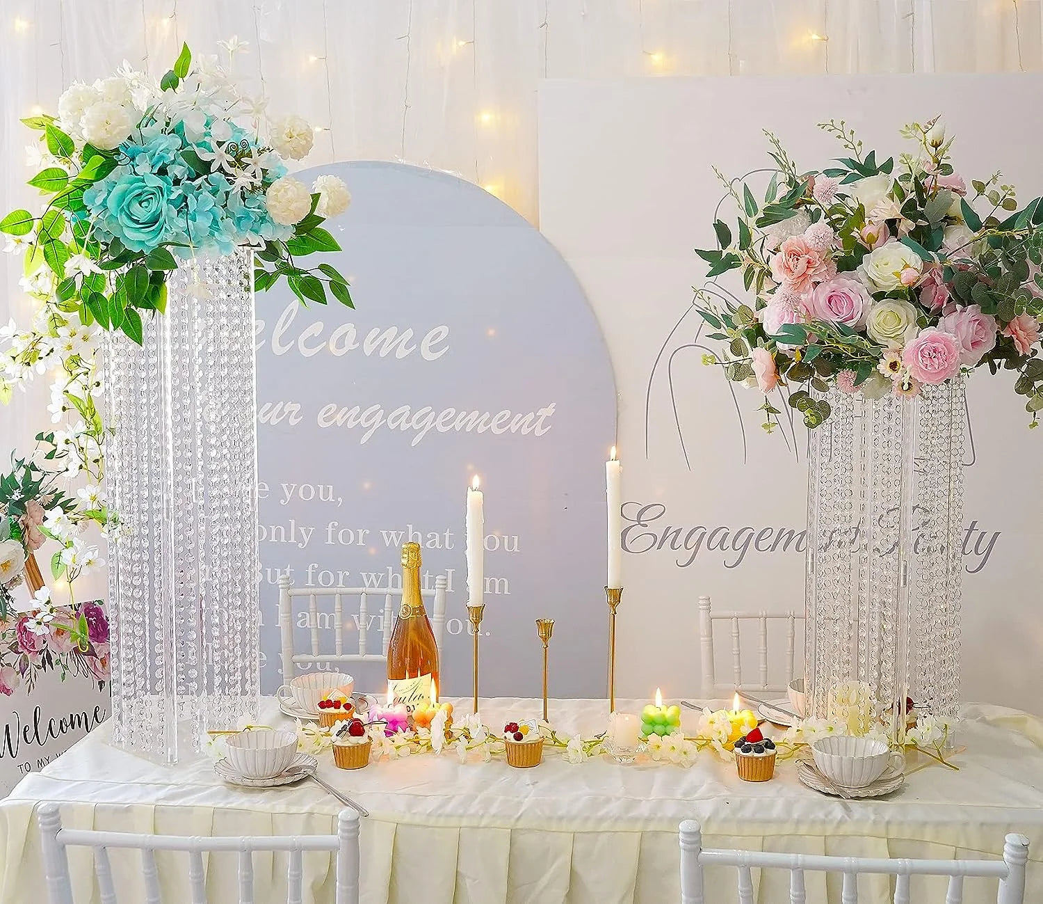 8pcs Acrylic Crystal LED Centerpieces for Wedding, Flower Stand, Light-up Table, Light-up Table, Wedding Event, 1691