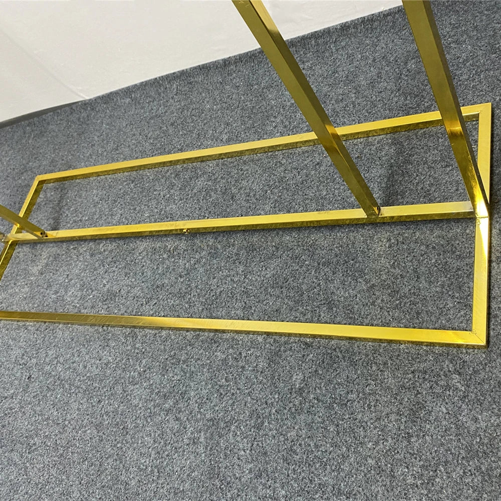 Wedding Arch Square Backdrop Balloon Stand Background Shiny Metal Gold Plating Outdoor Artificial Flower Door Shelf Frame