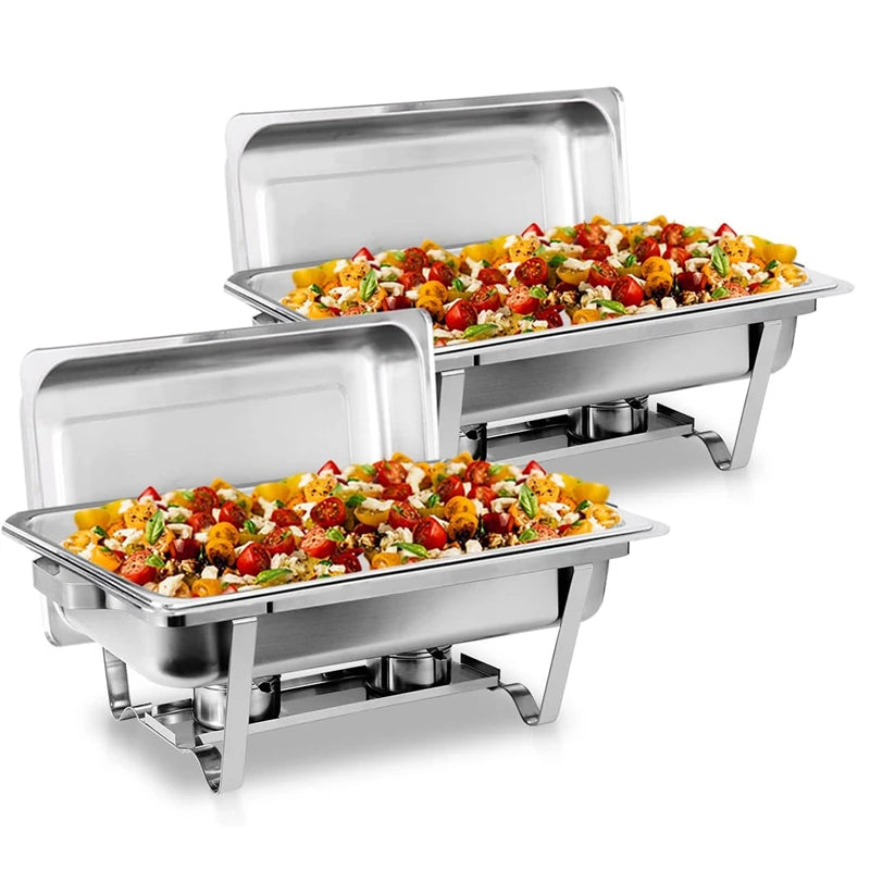 2/4/6 Pack 8QTChafing Dish Buffet Set Stainless Steel Food Warmer Kit with Lids Holders for Restaurant Catering Parties Weddings