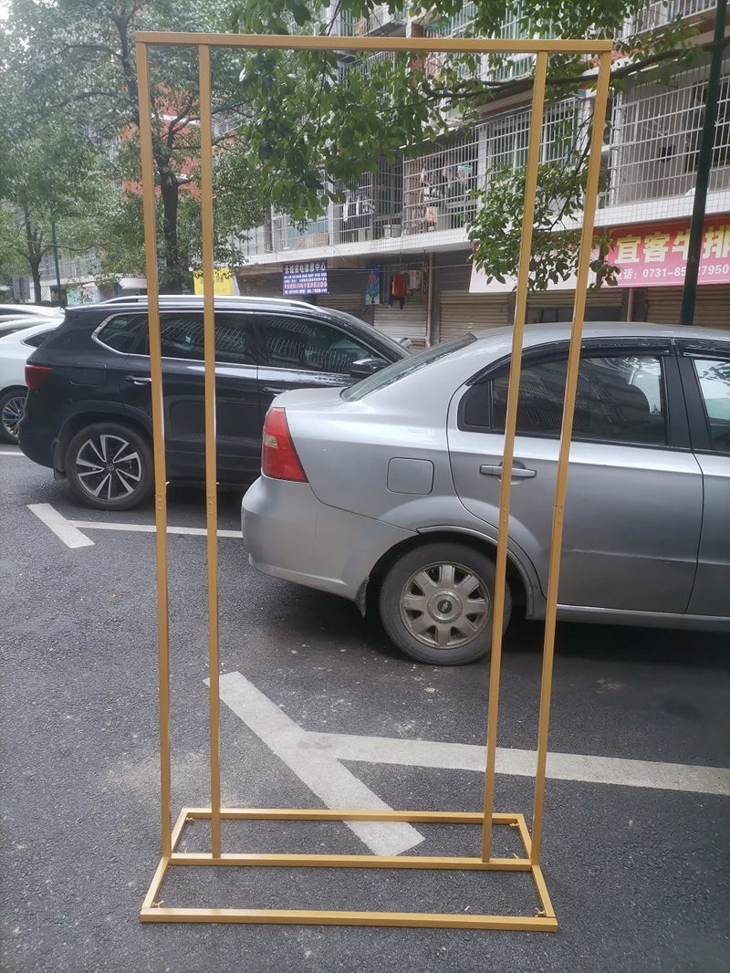 Wedding Arch Square Backdrop balloon Stand Background Shiny Metal Gold Plating Outdoor Artificial Flower Door Shelf Frame