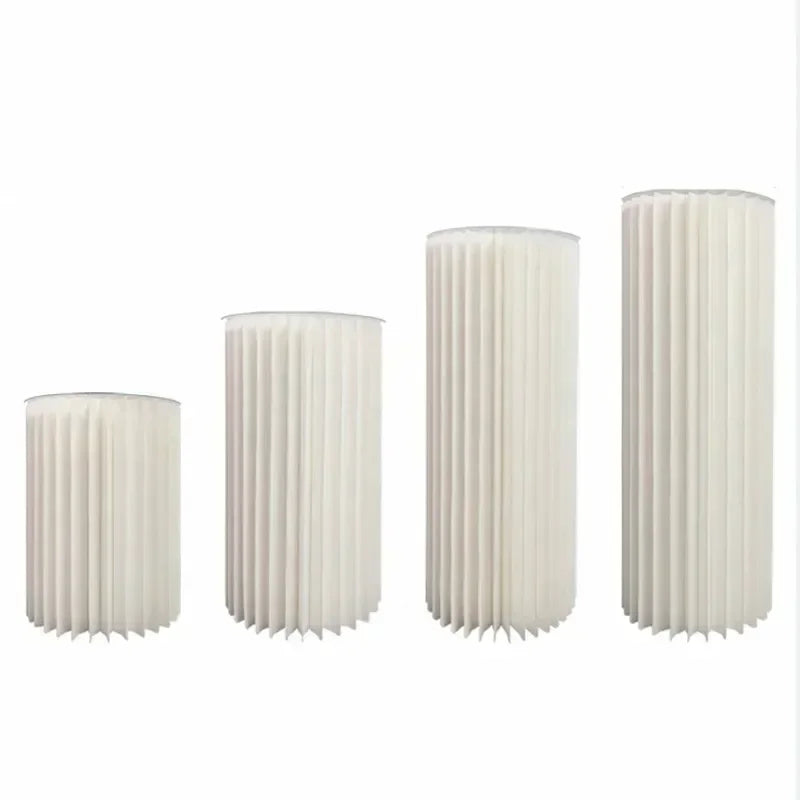 Elegant White Theme Wedding Decoration Centerpieces Paper Roman Column Folding Curve Design Cake Dessert Table Rack