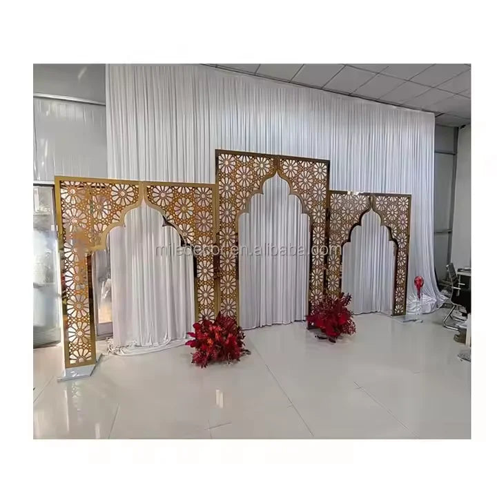 Metal Wedding Arch Frame Rectangle gold Wedding Props Stage Background Wreath Backdrop Round square Arch wedding decoration