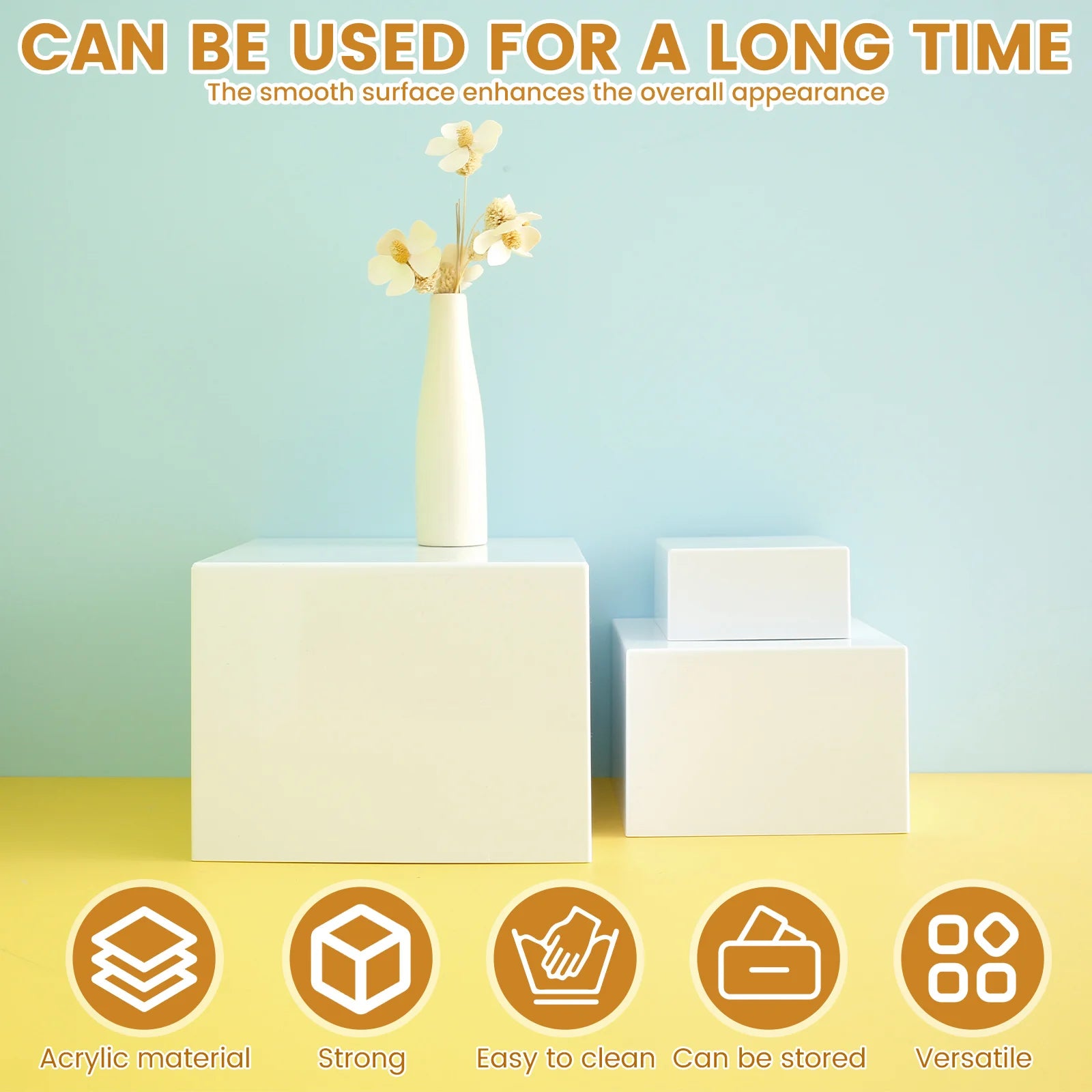 6pcs Acrylic Buffet Riser Food Display Stands Stackable Table Dessert Cake Party Buffet Display Decorating Box 6 Different Sizes