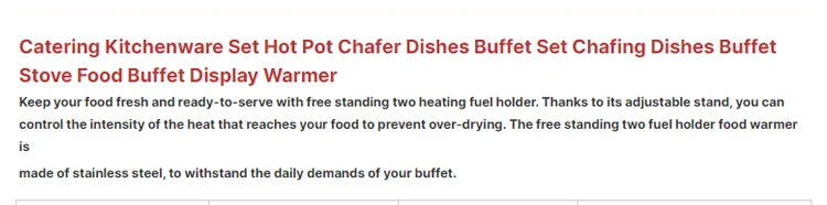 Roll Top Design Restaurant Hotel Chafing Dish Buffet Gold Display Equipment Food Warmer Catering Chafing Dish Set