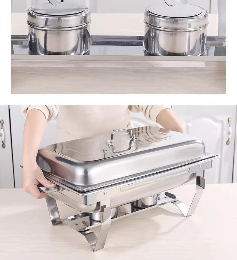 Portable Buffet Chafing Dish, Food Grade SS 1/2/3 Compartment, Alcohol Burner for Outdoor Party,Commercial for Hotel Restaurant