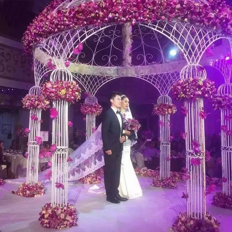 Wedding Arch European-style Wrought Iron ,Six-column Wedding Decoration ,Outdoor Landscape Flower Pavilion