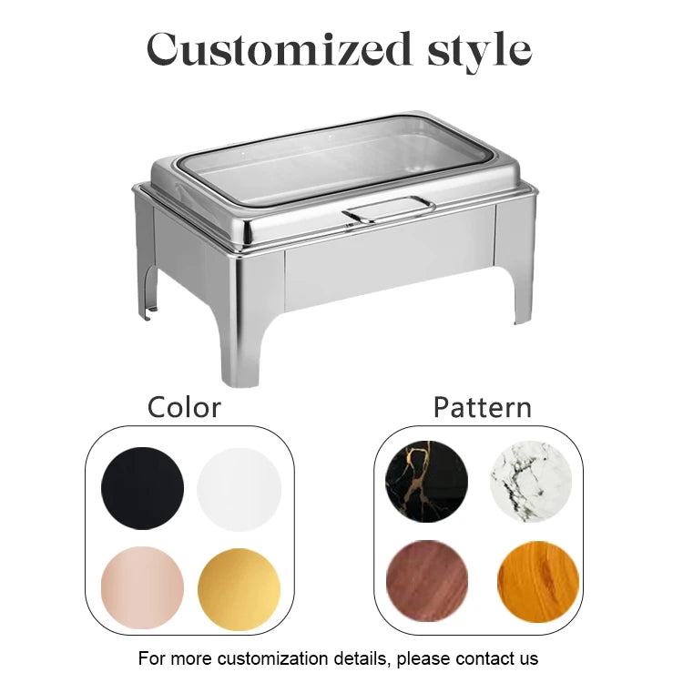 1pcs  Hotel Restaurant Supplies 9 Liter Buffet Food Warmer Chefing Dish Gold Hydraulic Chafing Dish for Catering
