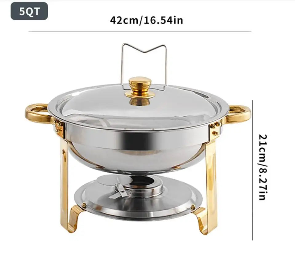 4 Pack Chafing Dish Buffet Set Stainless Steel Chafer w/2 Full Size Pan Round Catering Warmer Server for Party Outdoor picnic