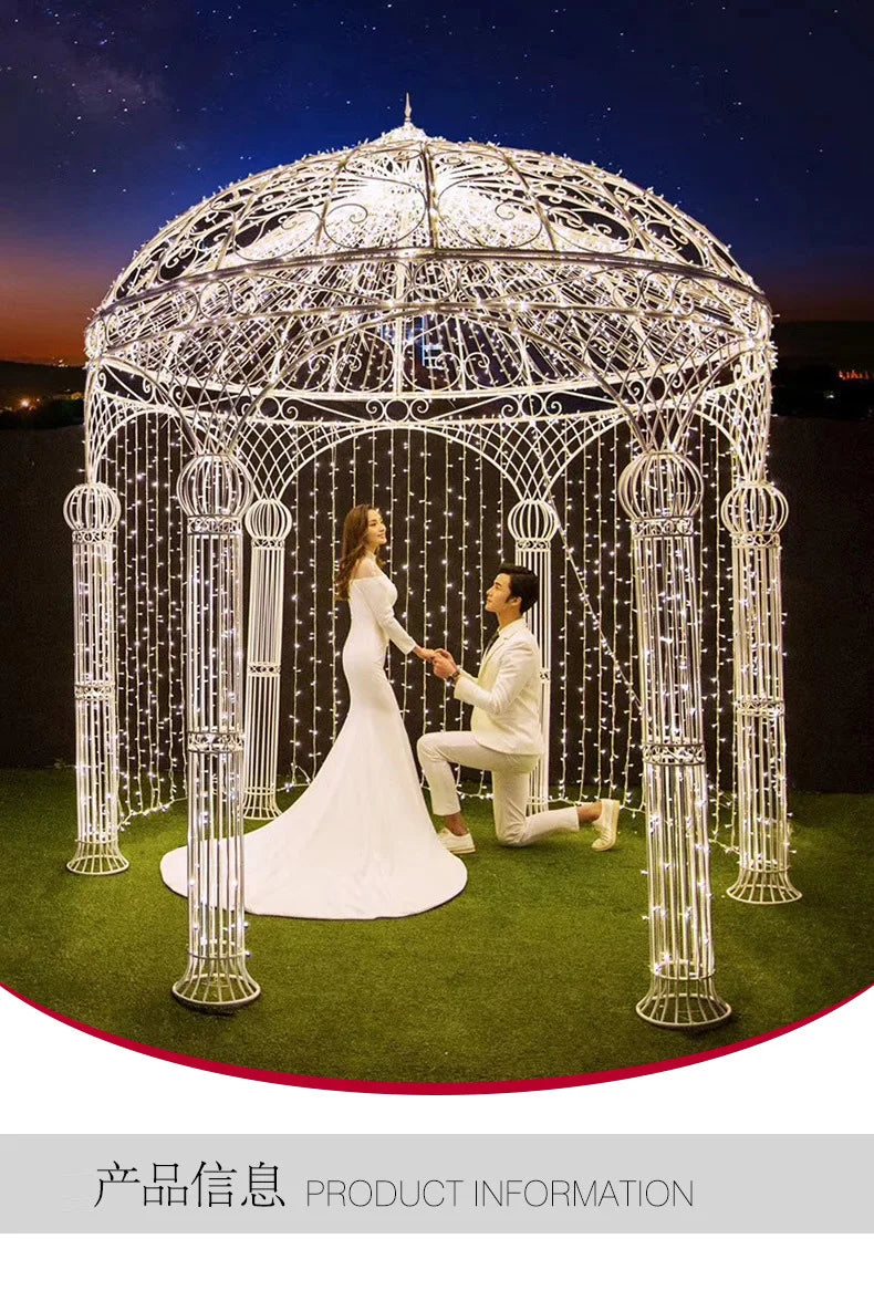 Wedding Arch European-style Wrought Iron ,Six-column Wedding Decoration ,Outdoor Landscape Flower Pavilion
