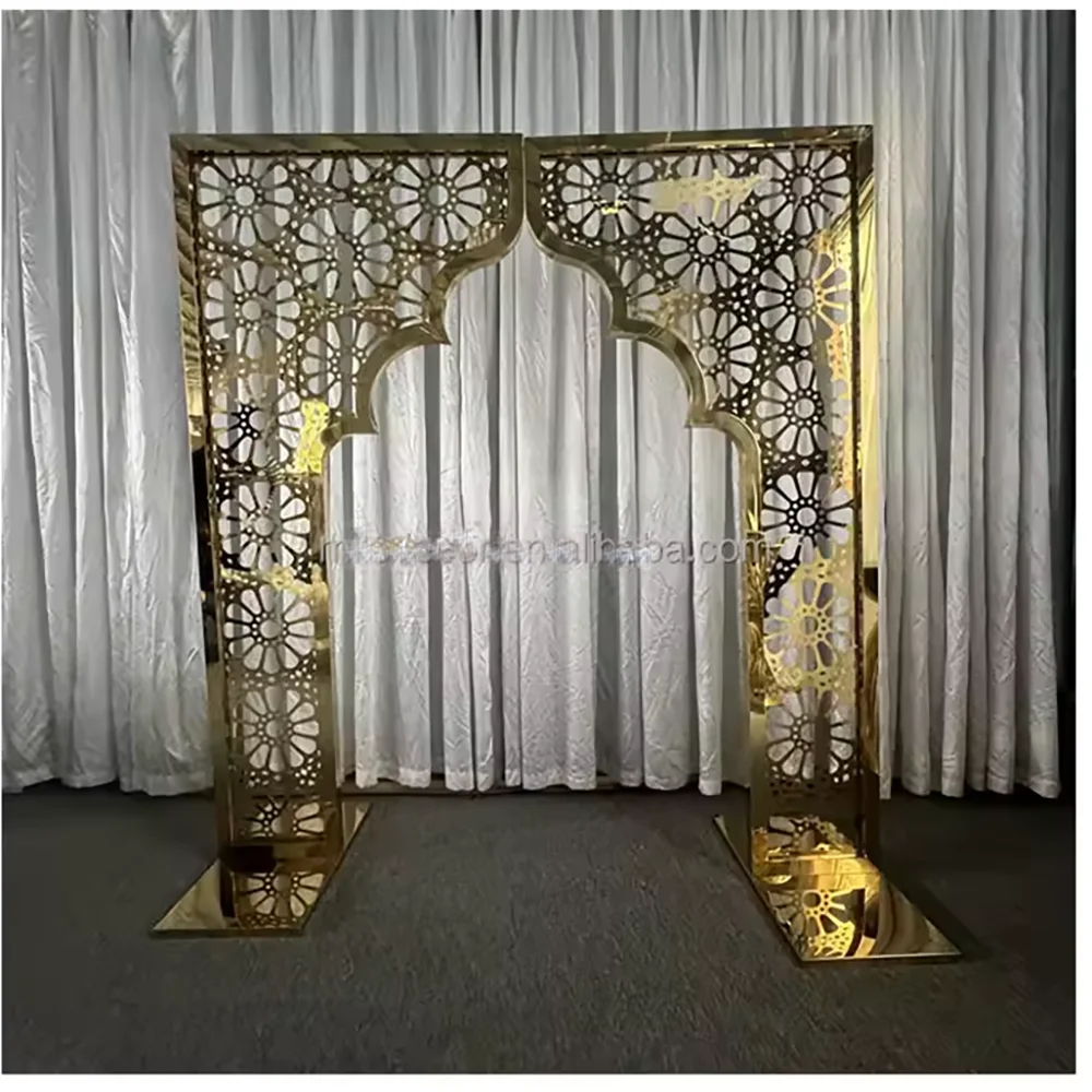 Metal Wedding Arch Frame Rectangle gold Wedding Props Stage Background Wreath Backdrop Round square Arch wedding decoration