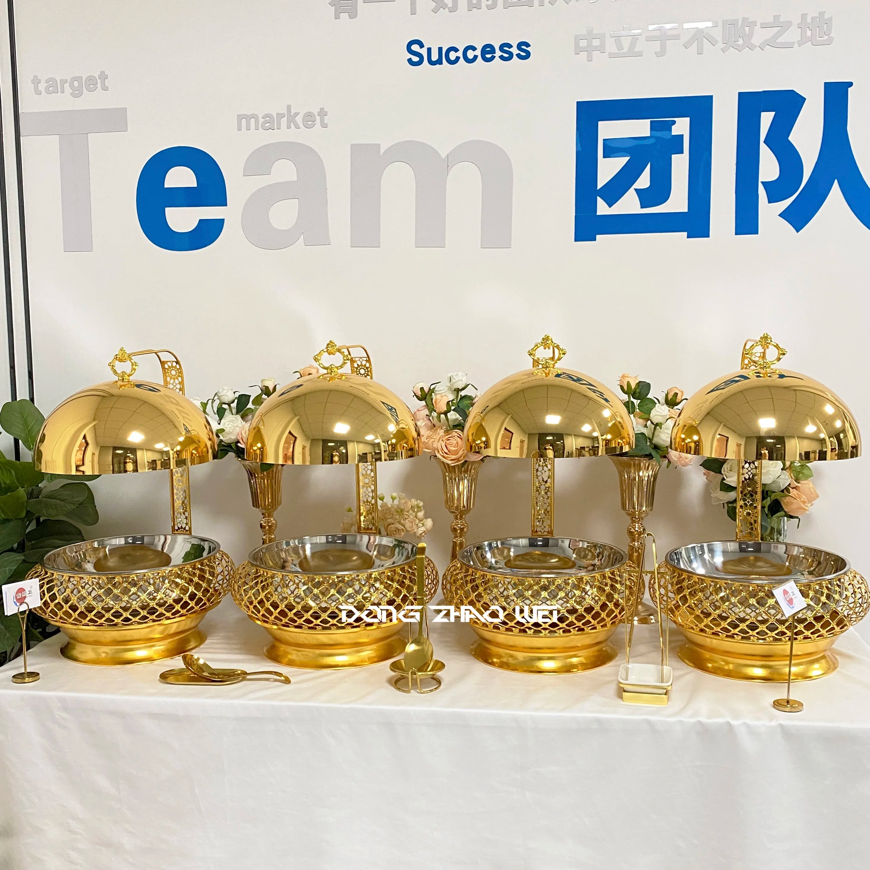 Wedding Party Luxury Serving Chaffing Dishes Buffet Food Warmer Cheffing Catering Stainless Steel Hanging Chafing Dish Factory