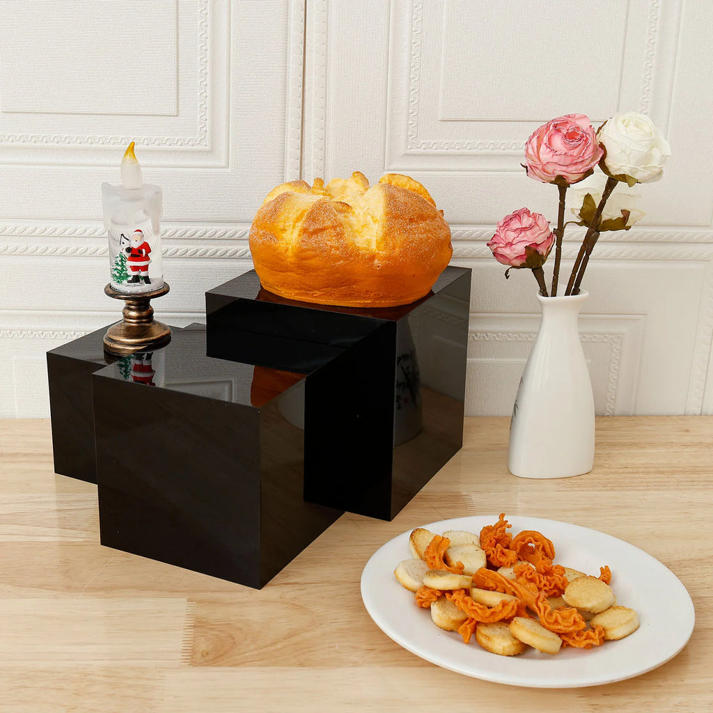 6pcs Acrylic Buffet Riser Food Display Stands Stackable Table Dessert Cake Party Buffet Display Decorating Box 6 Different Sizes