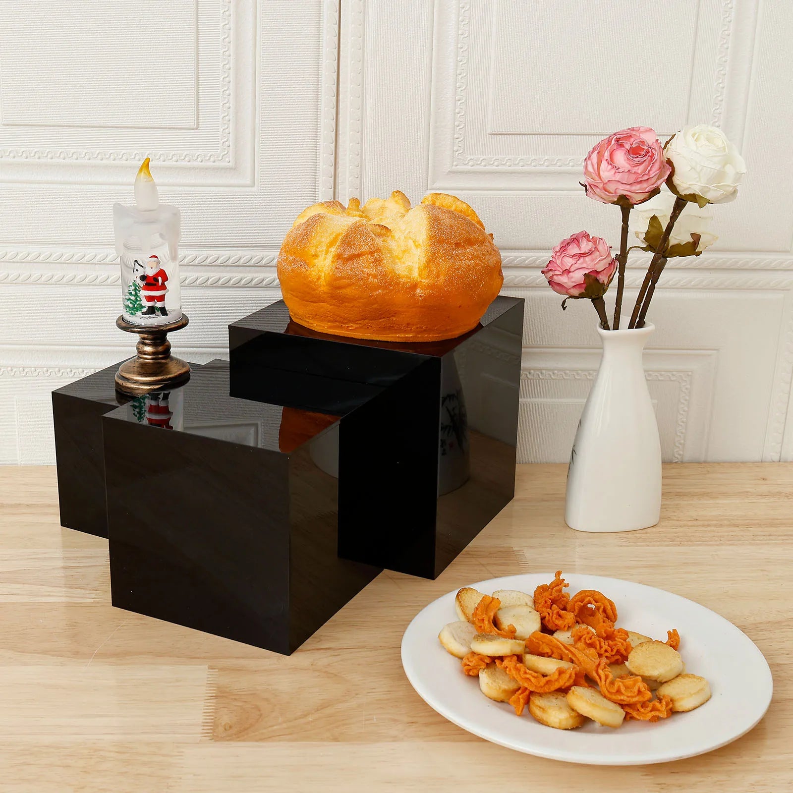 6pcs Acrylic Buffet Riser Food Display Stands Stackable Table Dessert Cake Party Buffet Display Decorating Box 6 Different Sizes