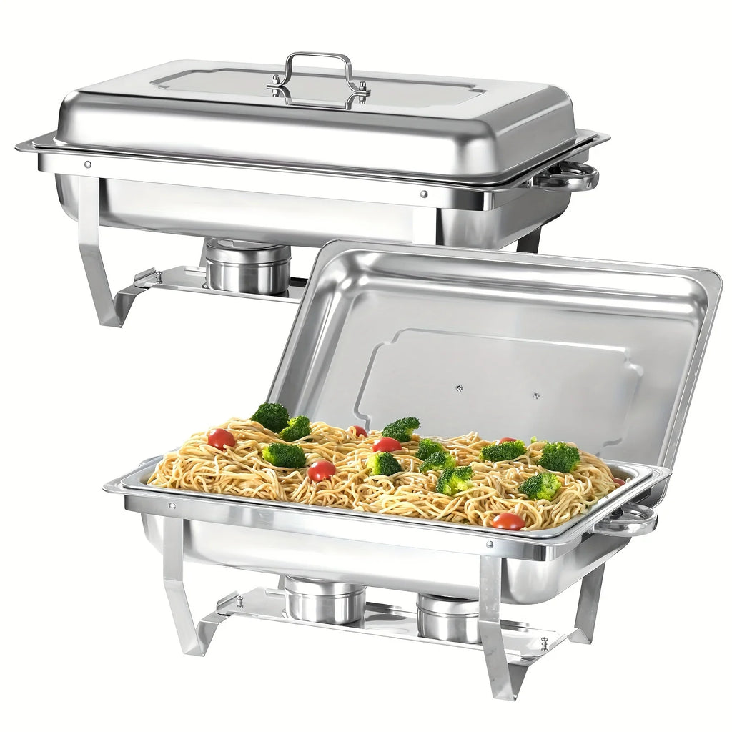 4 Pack 8QT Chafing Dish Buffet Set Stainless Steel Food Warmer Chafer Complete  Chafing Fuel Holder for Party Catering,