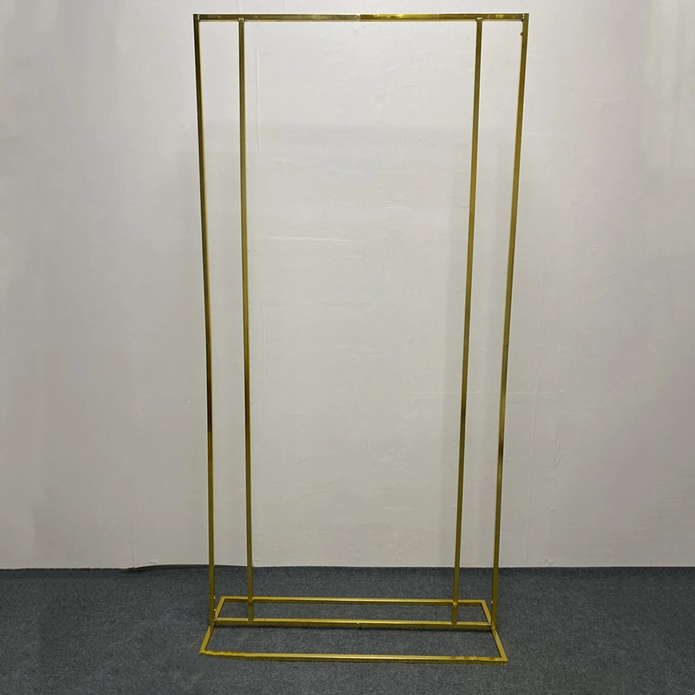 Wedding Arch Backdrop Balloon Flowers Stand Background Shiny Gold Plating Outdoor Flower Door Shelf Frame Party Decor