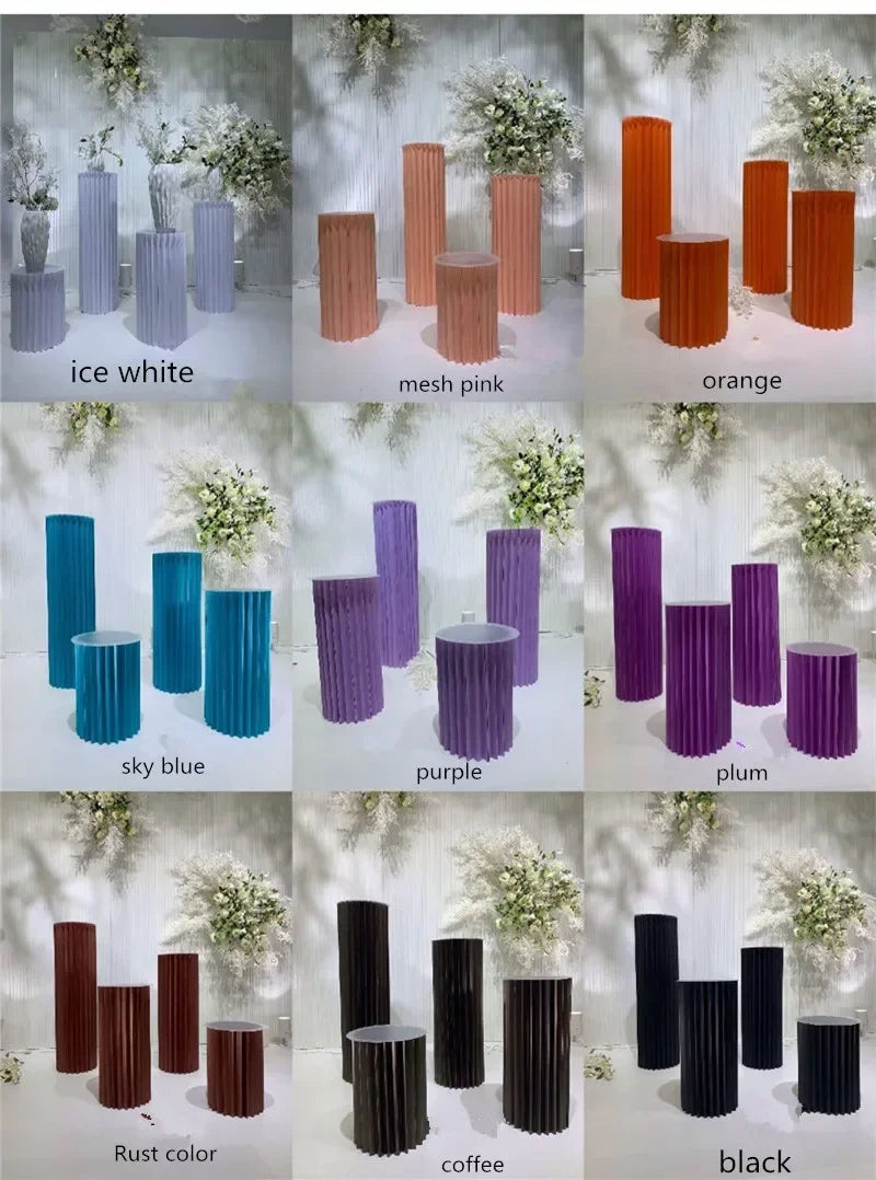 Elegant White Theme Wedding Decoration Centerpieces Paper Roman Column Folding Curve Design Cake Dessert Table Rack