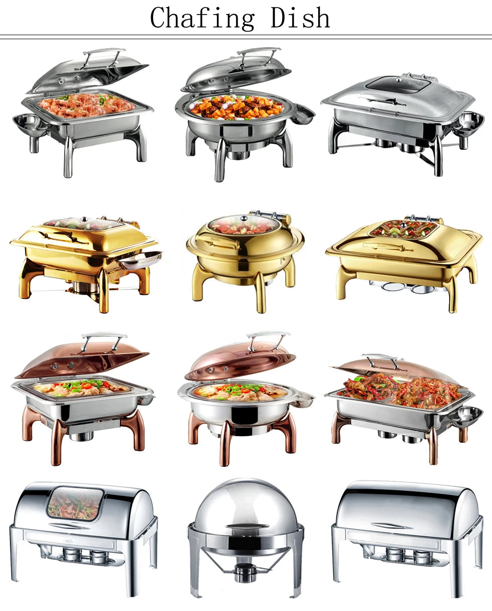 Guangzhou Kitchen Equipment List Electronic Items Mechanical Induction Steel Chafing Dish Buffet Set