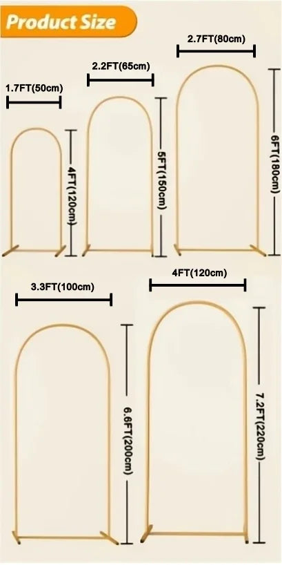 Golden Arch Frame Wedding Party Decoration Backdrop Stands Arched Round Tube Bracket Balloon Kit Display Background