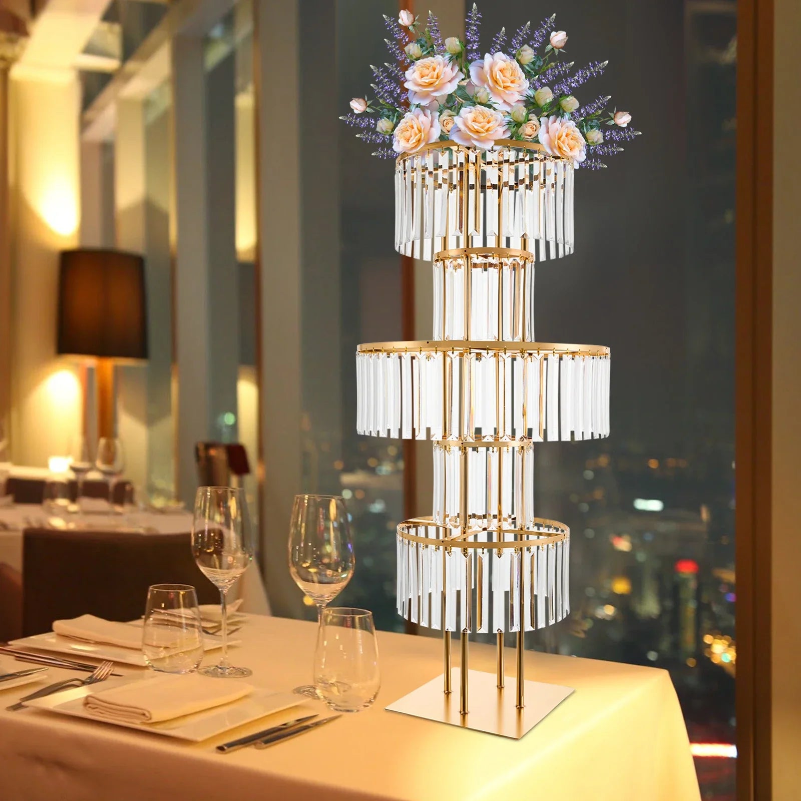 1/2/4/10 PCS Flower Stand For Wedding Centerpieces   5-Layer Crystal  Rack