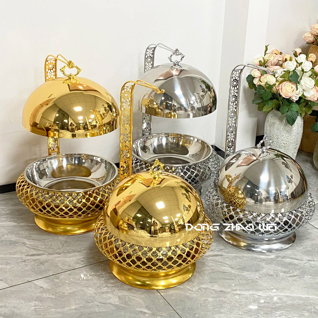 Wedding Party Luxury Serving Chaffing Dishes Buffet Food Warmer Cheffing Catering Stainless Steel Hanging Chafing Dish Factory
