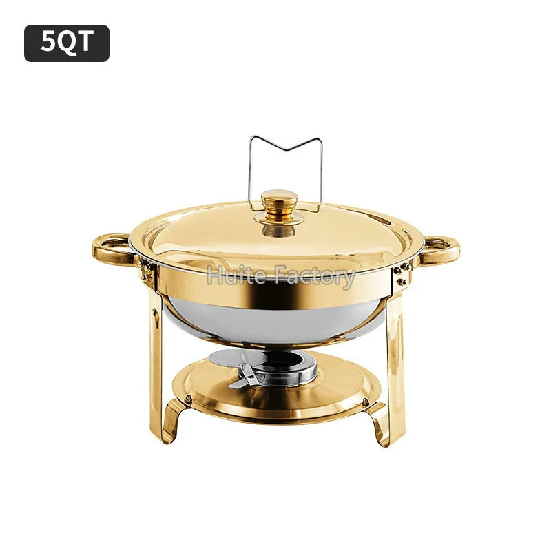 4 Pack Chafing Dish Buffet Set Stainless Steel Chafer w/2 Full Size Pan Round Catering Warmer Server for Party Outdoor picnic