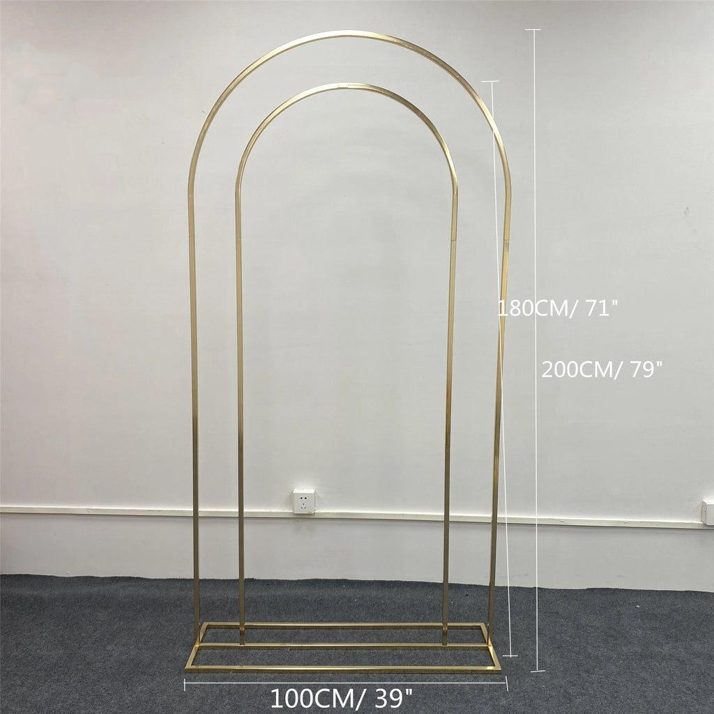 Wedding Arch Backdrop Balloon Flowers Stand Background Shiny Gold Plating Outdoor Flower Door Shelf Frame Party Decor