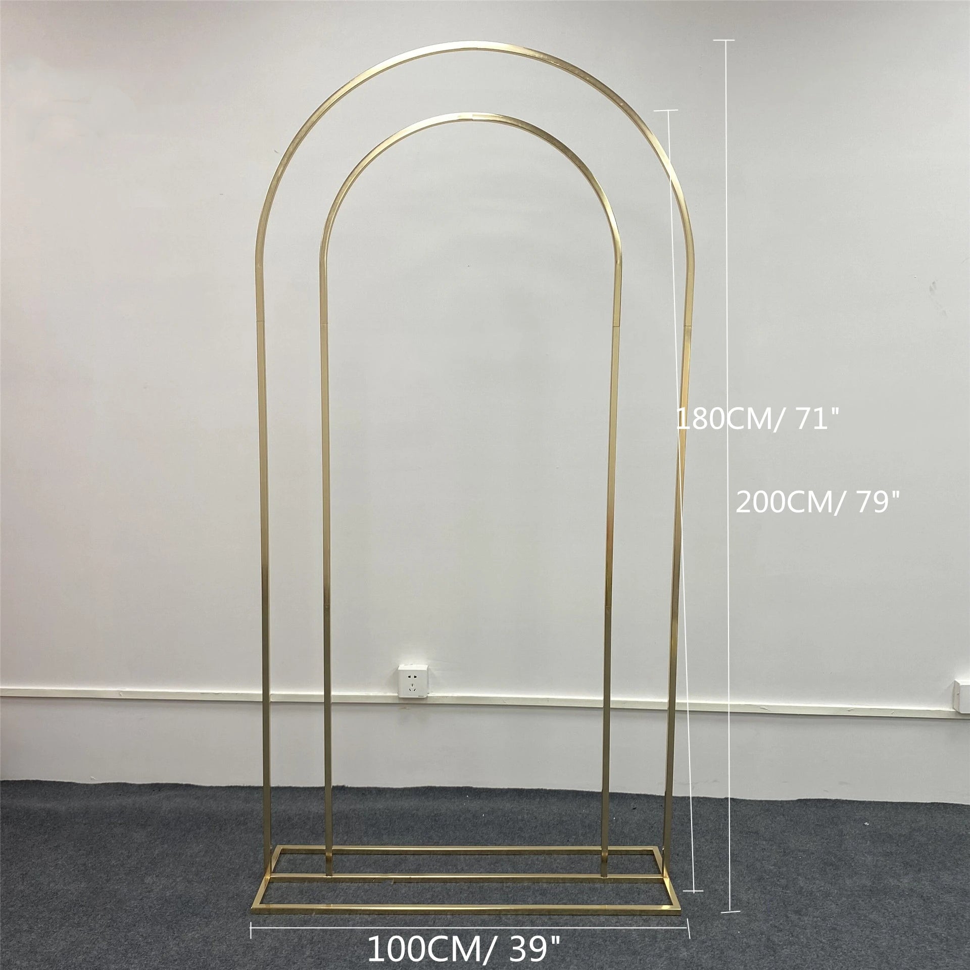 Wedding Arch Backdrop Balloon Flowers Stand Background Shiny Gold Plating Outdoor Flower Door Shelf Frame Party Decor