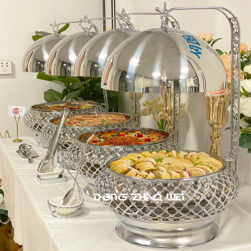 Wedding Party Luxury Serving Chaffing Dishes Buffet Food Warmer Cheffing Catering Stainless Steel Hanging Chafing Dish Factory