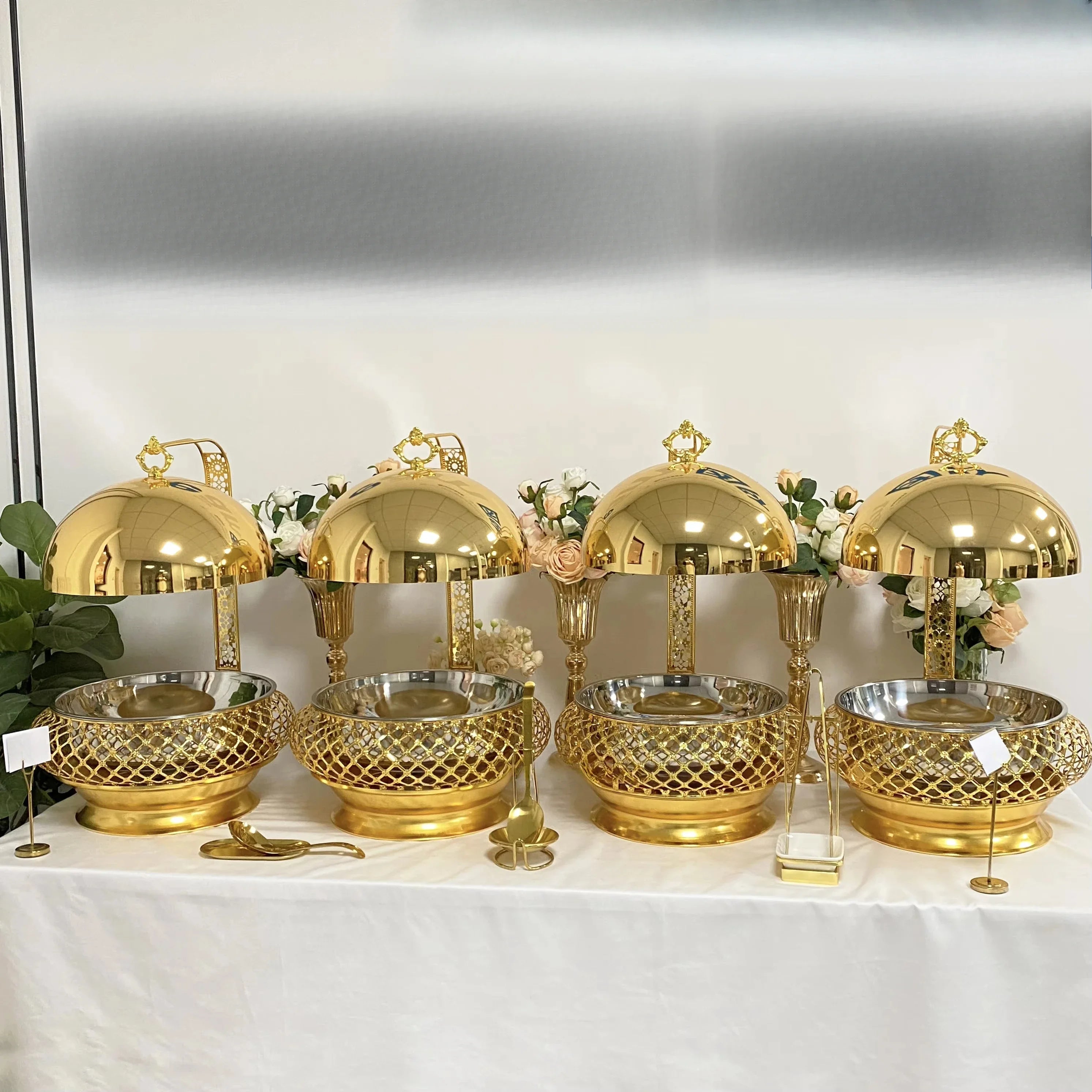 Wedding party luxury supply hot pot buffet warmer catering stainless steel hanging hot pot factory