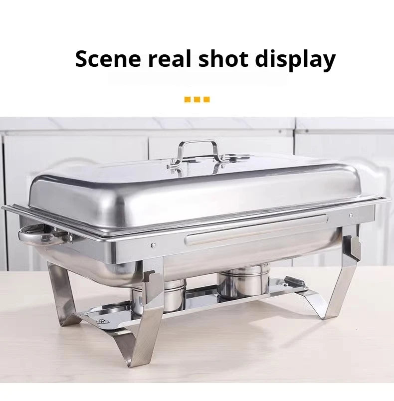 Portable Buffet Chafing Dish, Food Grade SS 1/2/3 Compartment, Alcohol Burner for Outdoor Party,Commercial for Hotel Restaurant
