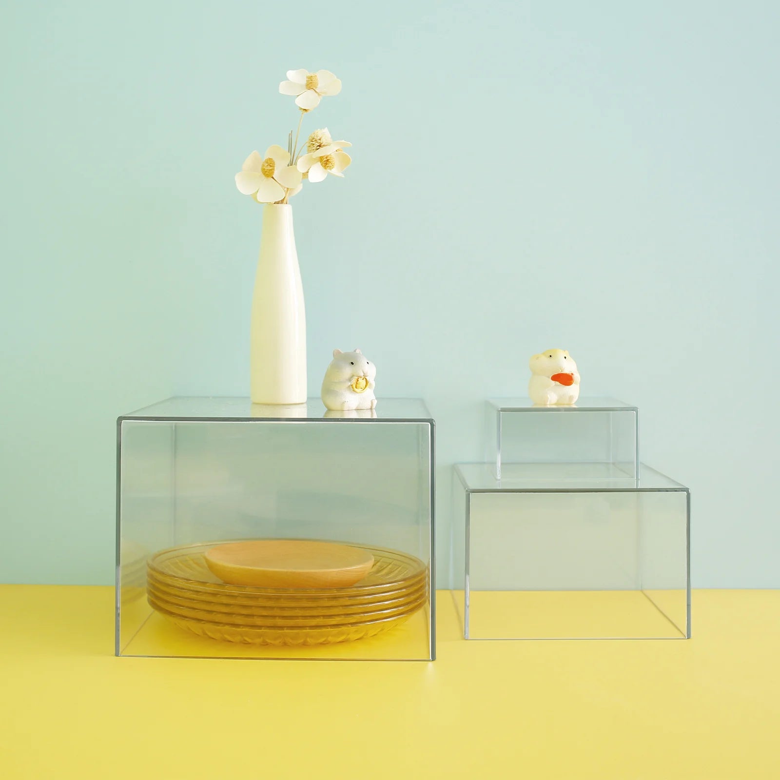 6pcs Acrylic Buffet Riser Food Display Stands Stackable Table Dessert Cake Party Buffet Display Decorating Box 6 Different Sizes