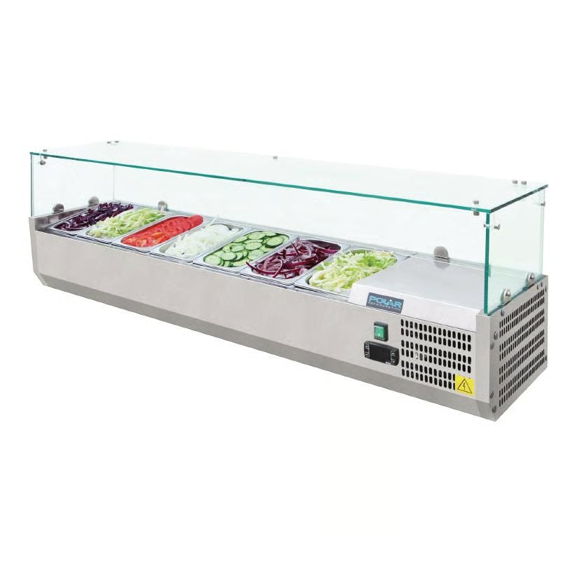Polar Refrigerated Counter Top Prep/Servery - 1500mm 7 GN 1/4 (UK)