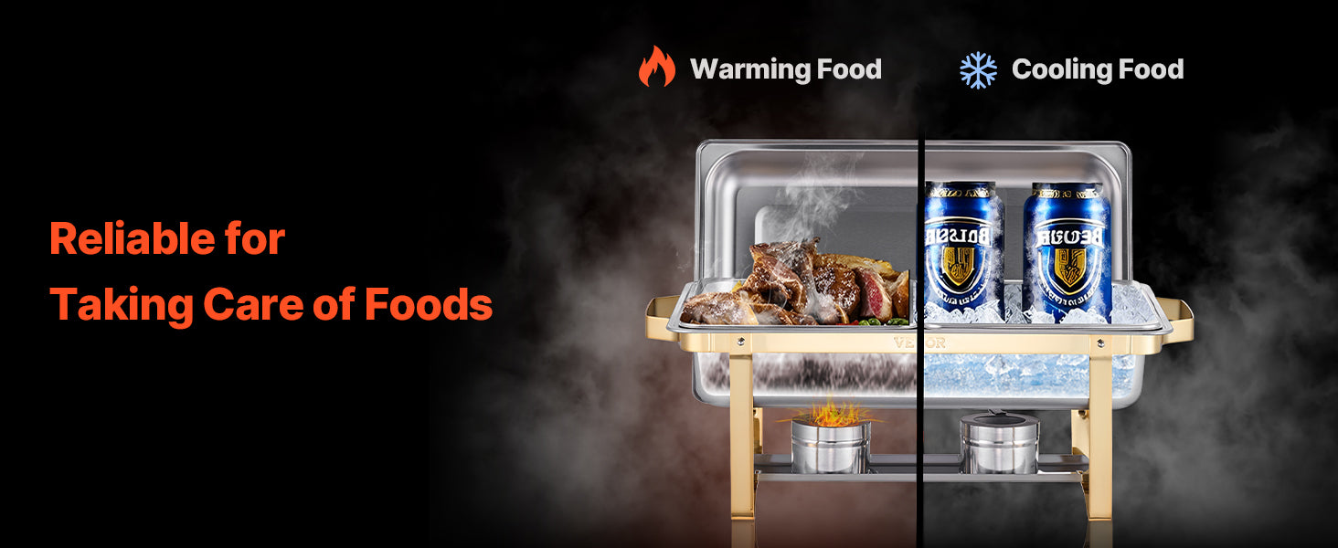 SucceBuy 8 Qt 4 Pack Chafing Dish Buffet Set Stainless Steel Chafer with 2 Full Size and 4 Half Size Pans Catering Warmer Server