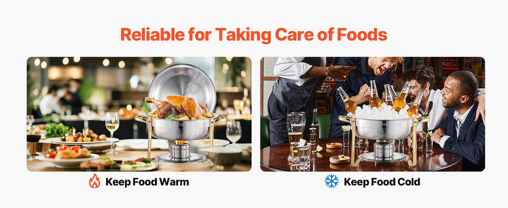 VEVOR 4 Pack Chafing Dish Buffet Set Stainless Steel Chafer with 4 Full Size Pan Round Catering Warmer Server for Party Banquets