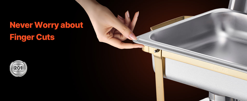 SucceBuy 8 Qt 4 Pack Chafing Dish Buffet Set Stainless Steel Chafer with 2 Full Size and 4 Half Size Pans Catering Warmer Server