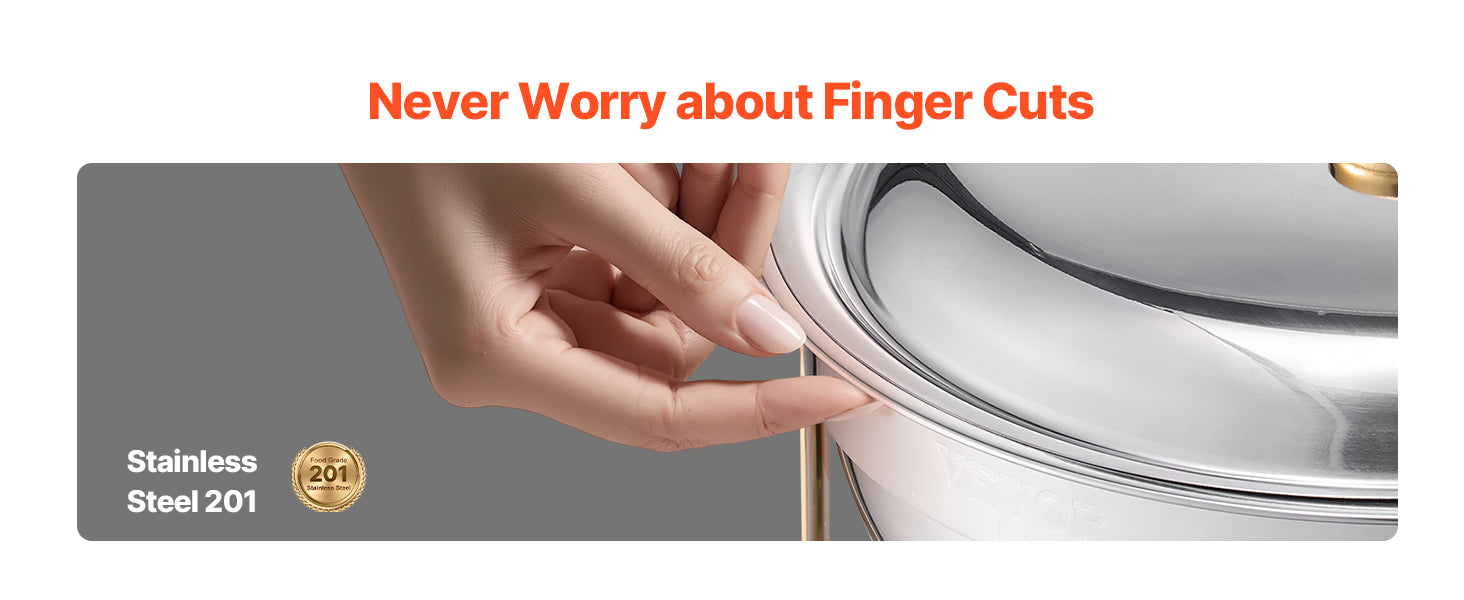 VEVOR 4 Pack Chafing Dish Buffet Set Stainless Steel Chafer with 4 Full Size Pan Round Catering Warmer Server for Party Banquets